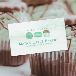 Tarjeta De Visita Dulces De Menta Acuarela Pastelería Chef
