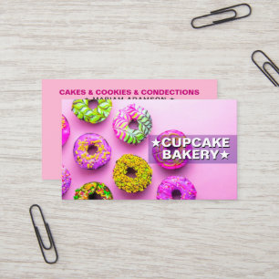 Tarjeta De Visita Dulces de Repostería Elegante   Panadería de Cupca