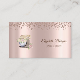 Tarjeta De Visita Dulces de Rosa Dorado, Mezclador Floral de Panader