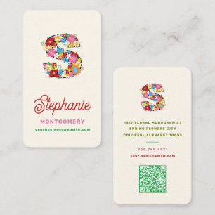Tarjeta De Visita Dulces Flores de Primavera Monograma de Letra S Bo