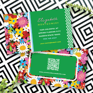 Tarjeta De Visita Dulces Flores Primaverales Caprichosas Jardín Colo