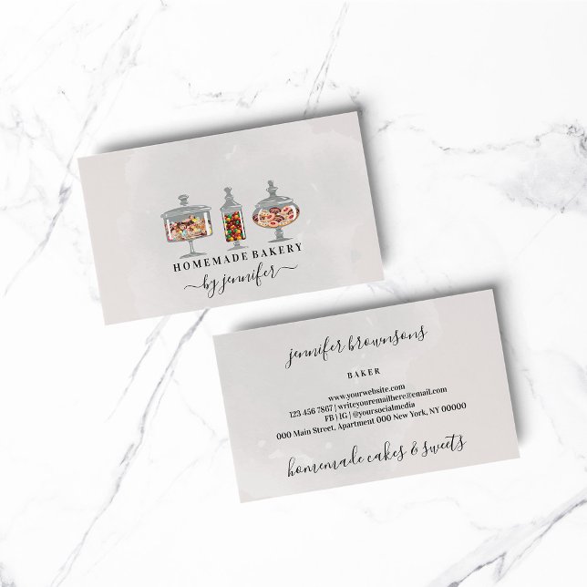 Tarjeta De Visita Dulces Jar Cute Trata Candy De Chocolate Bakery (BAKERY PASTRY CHEF COOK CAKE event planner business)