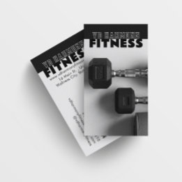 Tarjeta De Visita Dumbells Fitness Black White Business Card