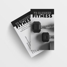 Tarjeta De Visita Dumbells Fitness Black White Business Card