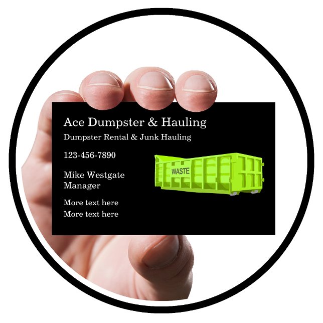 Tarjeta De Visita Dumpster Rental & Trash Hauling (Subido por el creador)