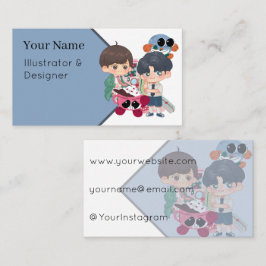 Tarjeta De Visita Dúo de Anime Encantador & Delicias de Cacao Invern