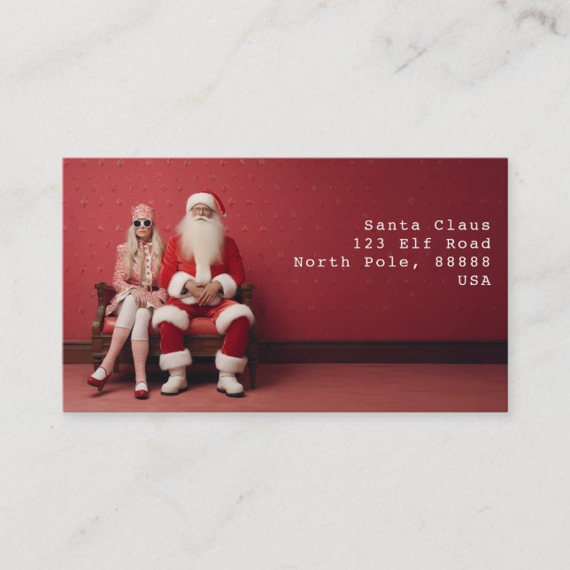 Tarjeta De Visita Dúo de los Navidades caprichosos: Santa y Claus (Anverso)