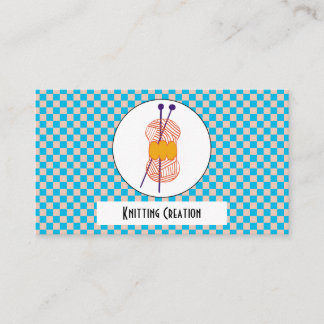 Tarjeta De Visita Duo Light Blue & Beige Buffalo Plaid Tejido a Mano