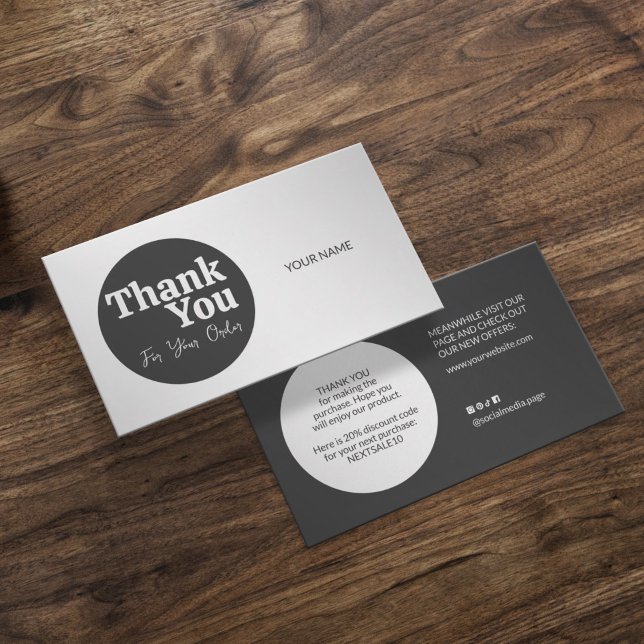 Tarjeta De Visita Duotone elegant gray white Thank you card (Subido por el creador)