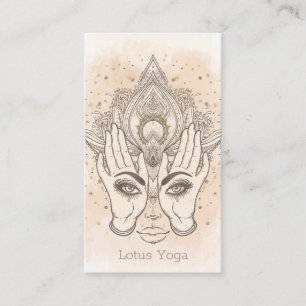 Tarjeta De Visita Durazno y Oro Boho Flor de Loto Belleza