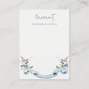 Tarjeta De Visita Dusky Blue Wildflower Ribbon Blank Jewelry Holder