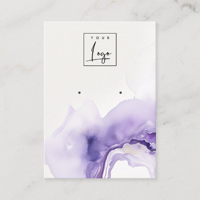 Tarjeta De Visita Dusky Lilac Abstract Watercolor Agate Earring Logo (Anverso)