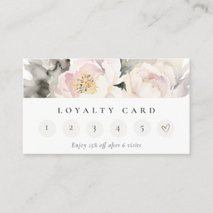 Tarjeta De Visita Dusky Rubor Peony Floral Bunch 6 Punch Loyalty