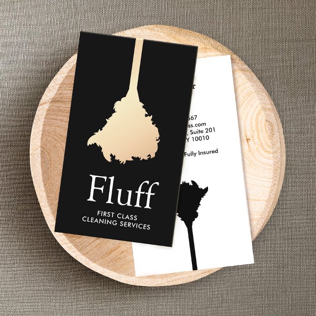 Tarjeta De Visita Duster de pluma de oro para limpieza de casa (Subido por el creador)