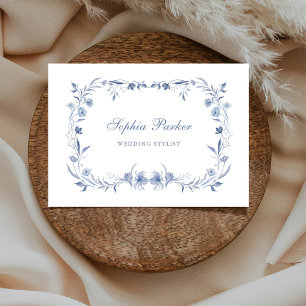 Tarjeta De Visita Dusty Blue Chinoiserie Floral