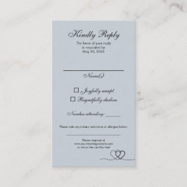 Tarjeta De Visita Dusty Blue Elegant Calligraphy Wedding RSVP Card