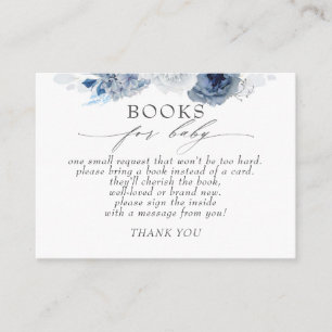 Tarjeta De Visita Dusty Blue Floral Baby Books Solicitud