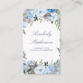 Tarjeta De Visita Dusty Blue Floral Watercolor Elegante