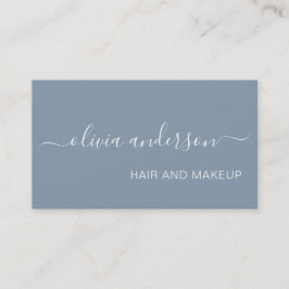 Tarjeta De Visita Dusty Blue Girly Simple Hair Makeup Salon