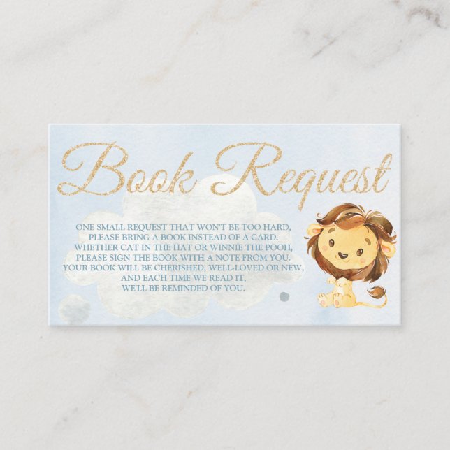 Tarjeta De Visita Dusty Blue Lion Book Card (tarjeta de solicitud de (Anverso)