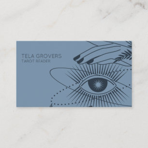 Tarjeta De Visita Dusty Blue Moda Lector de tarot de ojos místicos m