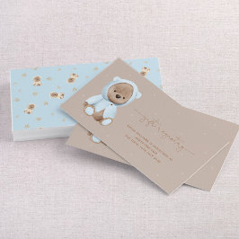 Tarjeta De Visita Dusty Blue Teddy Bear Registro de Regalos de Baby 