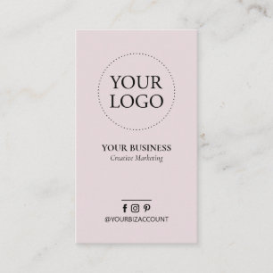 Tarjeta De Visita Dusty Pink Minimal Logo Empresa Redes Sociales