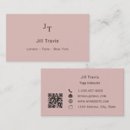 Tarjeta De Visita Dusty pink neutral QR code Business Card