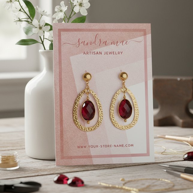 Tarjeta De Visita Dusty Rosa Rubor Pink Art Jewelry Display Card (Subido por el creador)