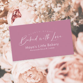 Tarjeta De Visita Dusty Rose Rosa Escritura Elegante Panadería