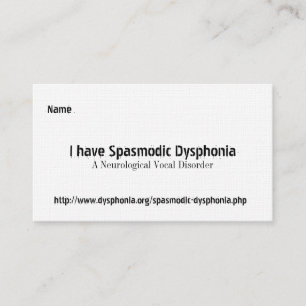 Tarjeta De Visita Dysphonia espasmódico, un Voca neurológico… Bu