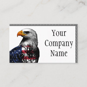 Tarjeta De Visita Eagle calvo cubierto en la bandera americana