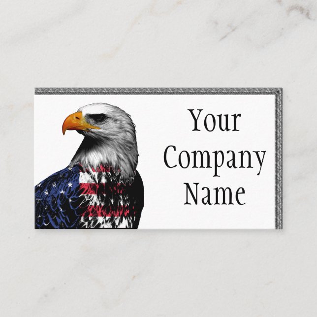 Tarjeta De Visita Eagle calvo cubierto en la bandera americana (Anverso)