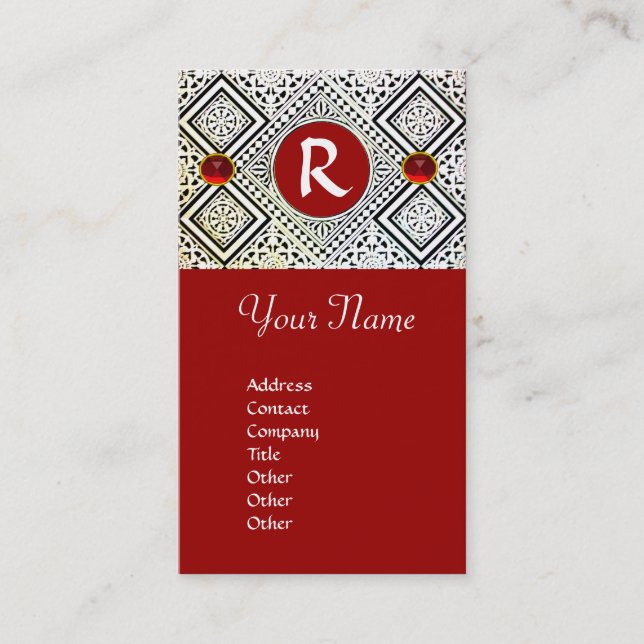 Tarjeta De Visita EAGLE MONOGRAM , RUBY ROJO brillante (Anverso)