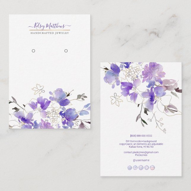 Tarjeta De Visita Earrados de magret morado de pixDezines H2 (Anverso / Reverso)