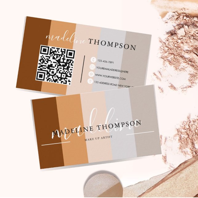 Tarjeta De Visita Earthy Beige Gray Brown Calligraphy Script código  (Subido por el creador)