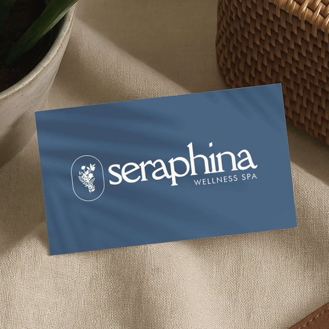 Tarjeta De Visita Earthy Elegance Logo Beauty, Wellness, Spa Blue (Subido por el creador)