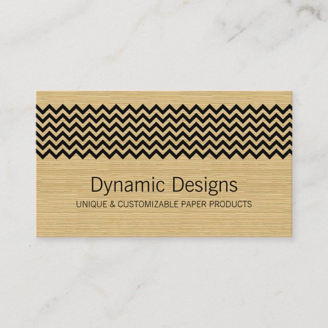 Tarjeta De Visita Ebony Rustic Chevron Business Card (Anverso)