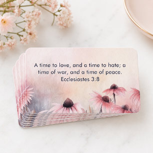 Tarjeta De Visita Eclesiastos PINK FLORAL 3:8 KJV Biblia Verse