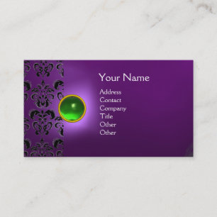 Tarjeta De Visita ECLIPSE DAMASCO JOYA MONOGRAMA púrpura verde