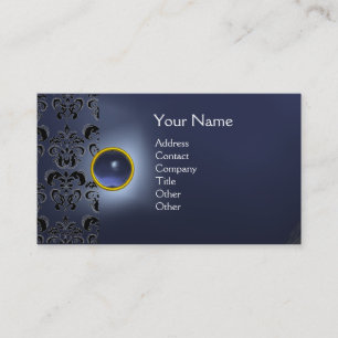 Tarjeta De Visita ECLIPSE DAMASK GEM MONOGRAM azul