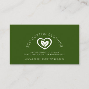 Tarjeta De Visita Eco dos hojas logo del corazón ropa medioambienta