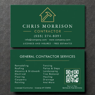 Tarjeta De Visita Eco General Construcción Moderno Oro Verde Código 
