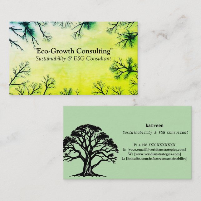 Tarjeta De Visita Eco-Growth Business Card (Anverso / Reverso)