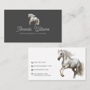 Tarjeta de visita ecuestre blanca para caballos