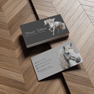 Tarjeta de visita ecuestre blanca para caballos