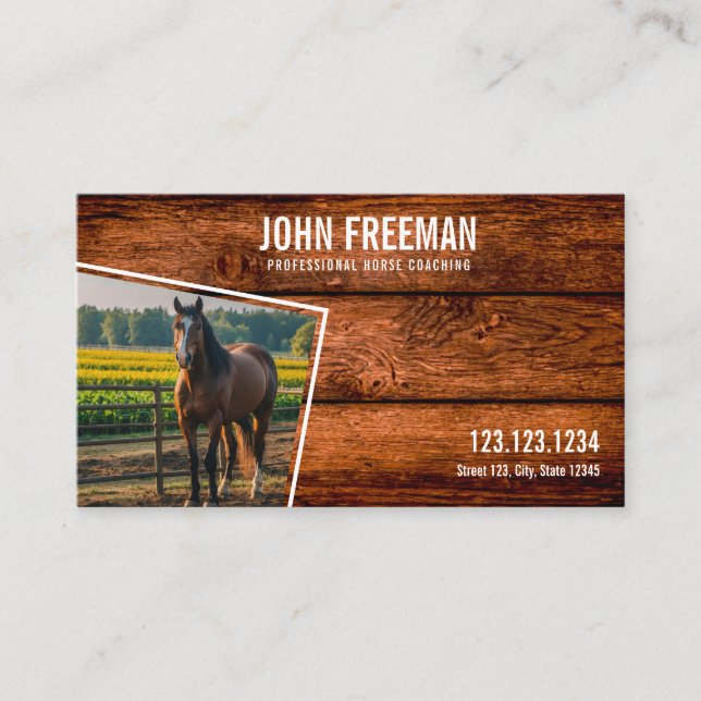 Tarjeta De Visita Ecuestre de fotos de caballos marrones mínimos (Anverso)