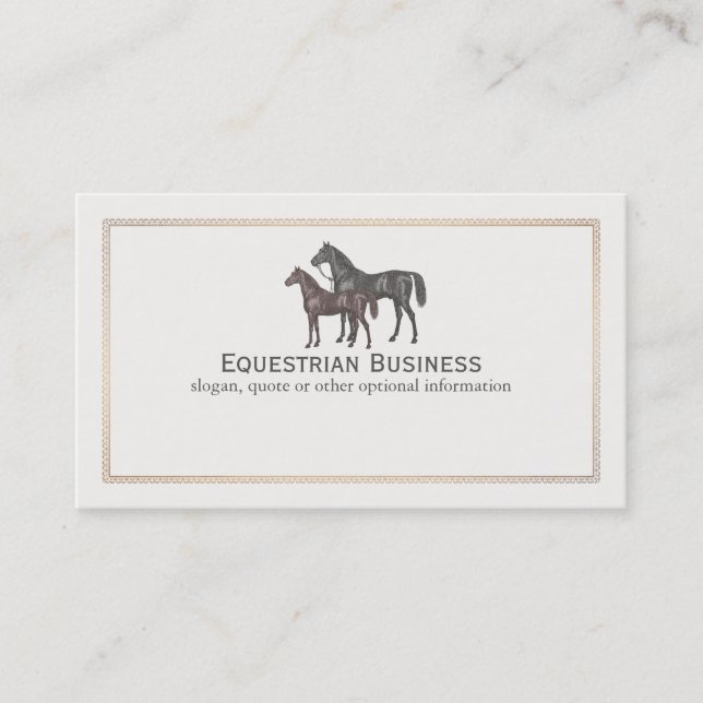 Tarjeta de visita ecuestre Thoroughbred Horse (Anverso)