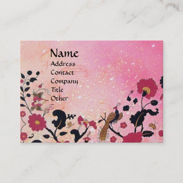 TARJETA DE VISITA EDEN / JARDÍN WHIMSICAL ,DERRAMAS DE ORO ROSA (Anverso)