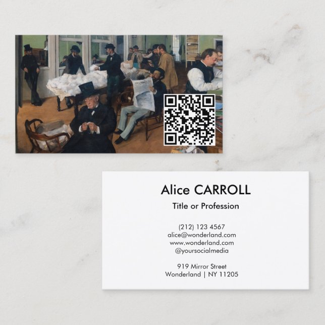Tarjeta De Visita Edgar Degas - Oficina de Algodón Nueva Orleans - C (Anverso / Reverso)